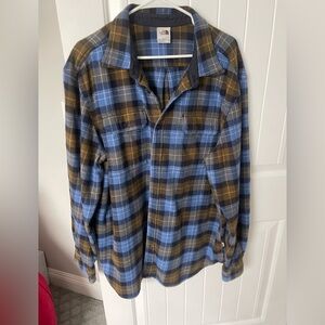 The North Face Blue and Brown Plaid Shirt